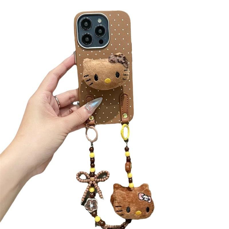 Retro KT Cat Apple 16ProMax Phone Case IPhone15Pro New 13 Women's Model 12 Soft Case 14 Bracelet XR