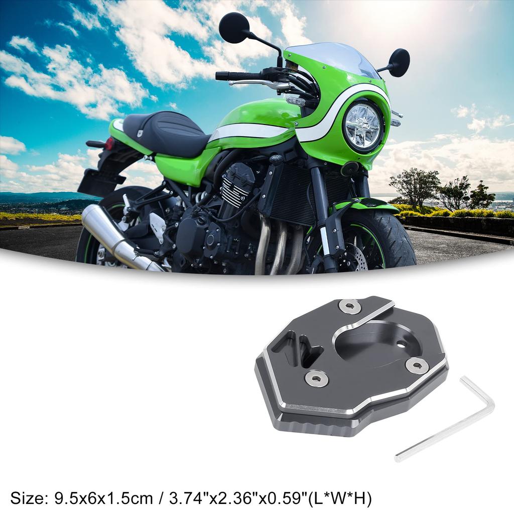 ACROPIX Motorcycle Kickstand Side Stand Extension Pad CNC Aluminum Alloy Compatible with Kawasaki Z900RS Gray 1pcs
