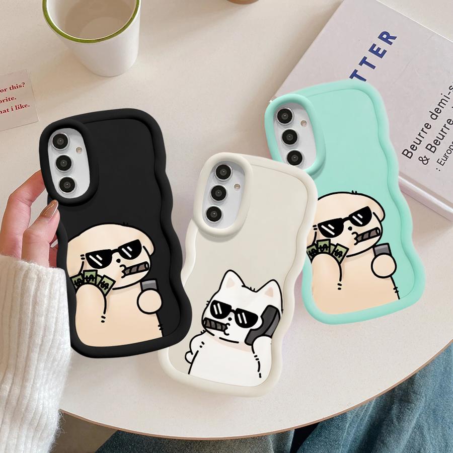 Paare Hund Katze Cool Weiche Handyhülle für Samsung Galaxy A12 A16 A52 A21s A13 A15 A14 A11 A05 A03 A53 A33 A06 A04 A23 A22