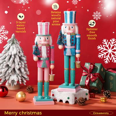 38CM Nussknacker Funkelnder Weihnachtsbaum-Themenpuppen Handgefertigte Dekoration Weihnachten Neujahr Feiertagsdekoration Geschenk