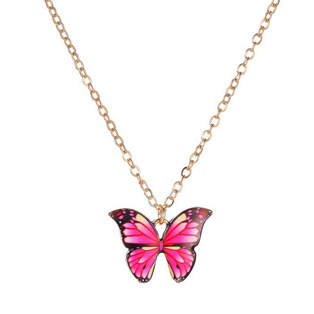 4 Piece Set Women Rose Red Butterfly Zircon Necklace Bracelet Earring Set Fashionable Versatile High End Personalized Zircon