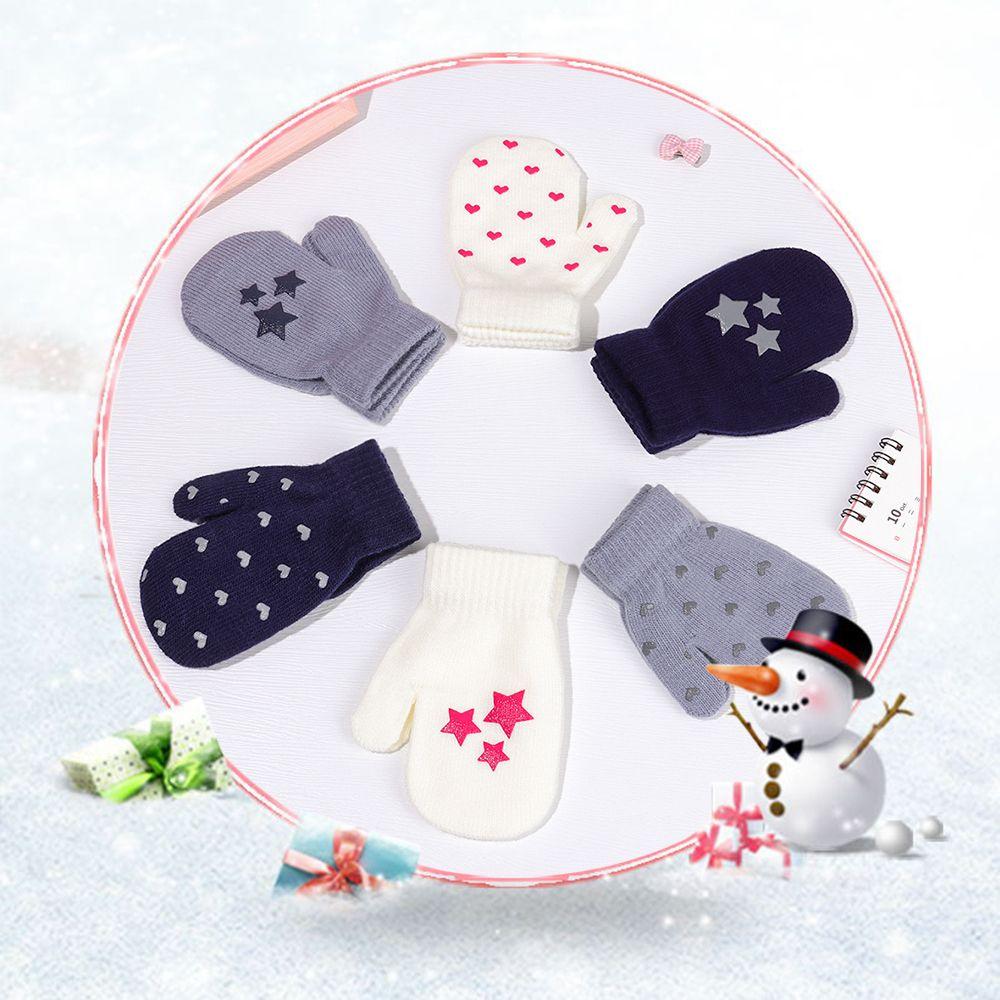 New Hot Soft Star Non-slip Knitted Mittens Kids Gloves Cute Cartoon Thick Warm