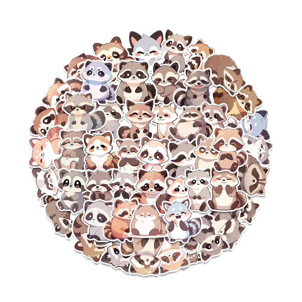 

50 Cute Little Raccoon Graffiti Stickers Raccoon Emoticon Package Stickers Water Cup Decoration Stickers Children s Stickers