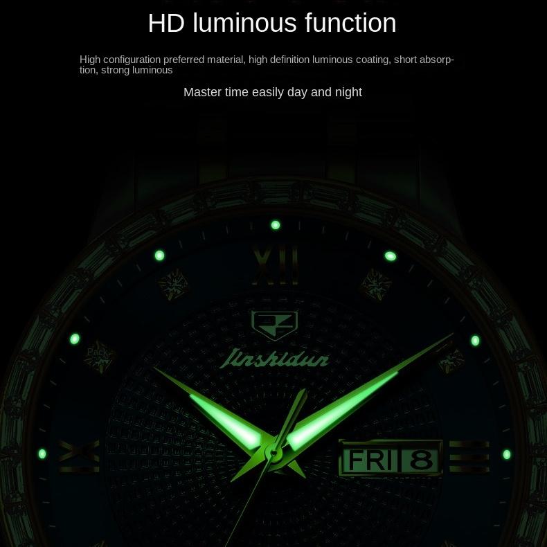JINSHIDUN Marke Business Diamant Automatische Mechanische Uhr herren Business Wasserdichte herren Uhr herren Uhr