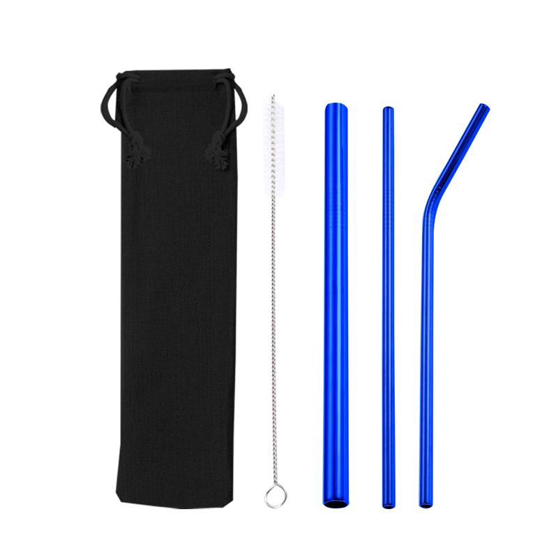 4Pcs Reusable Metal Straws Set With Cleaner Brush 304 Stainless Steel Drinking Straw Milk Drinkware Bar Accessories
