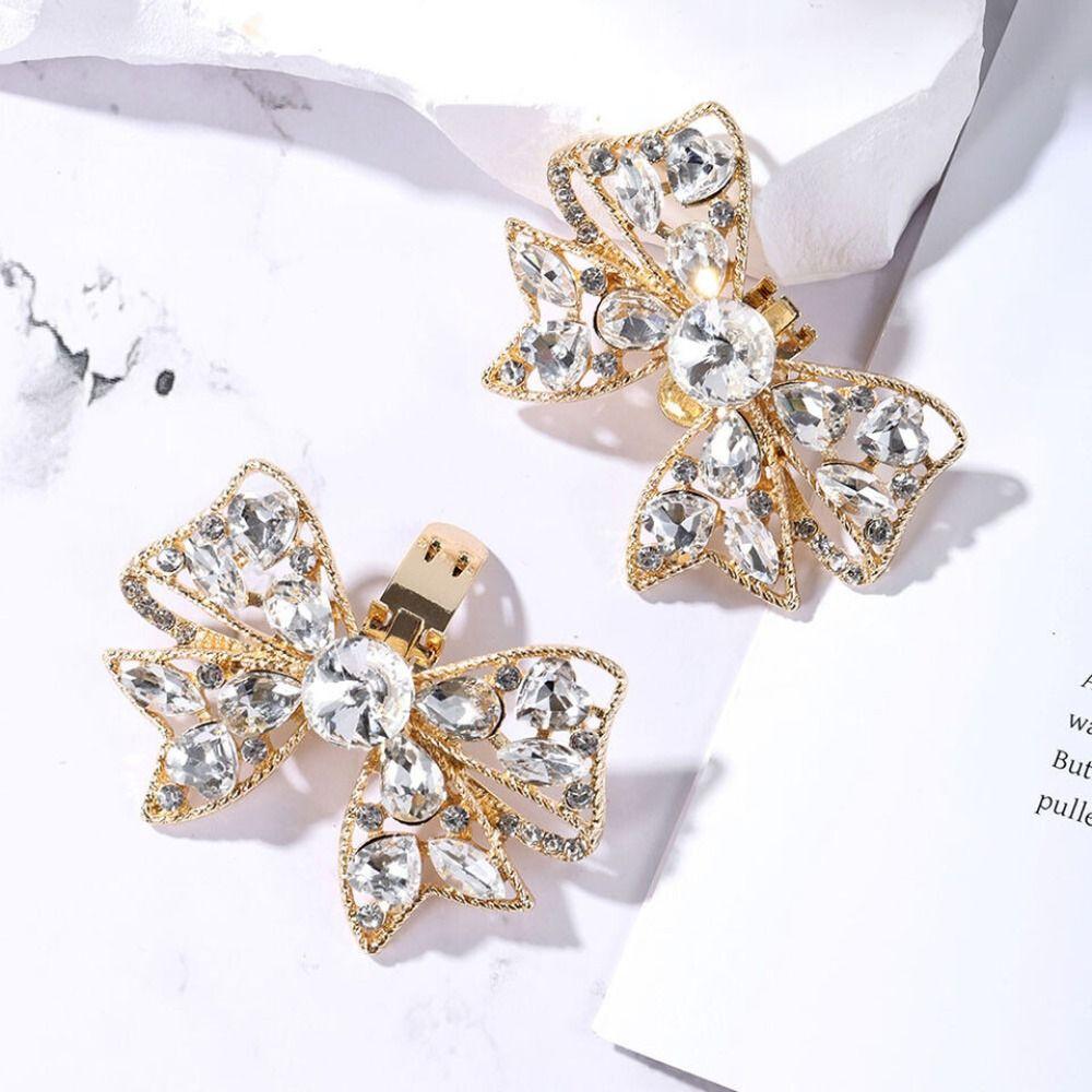 Rhinestone Shoe Clips DIY High Heel Bowknot Shoes Buckles Charm Jewelry Removable Bridal Shoes Decorations
