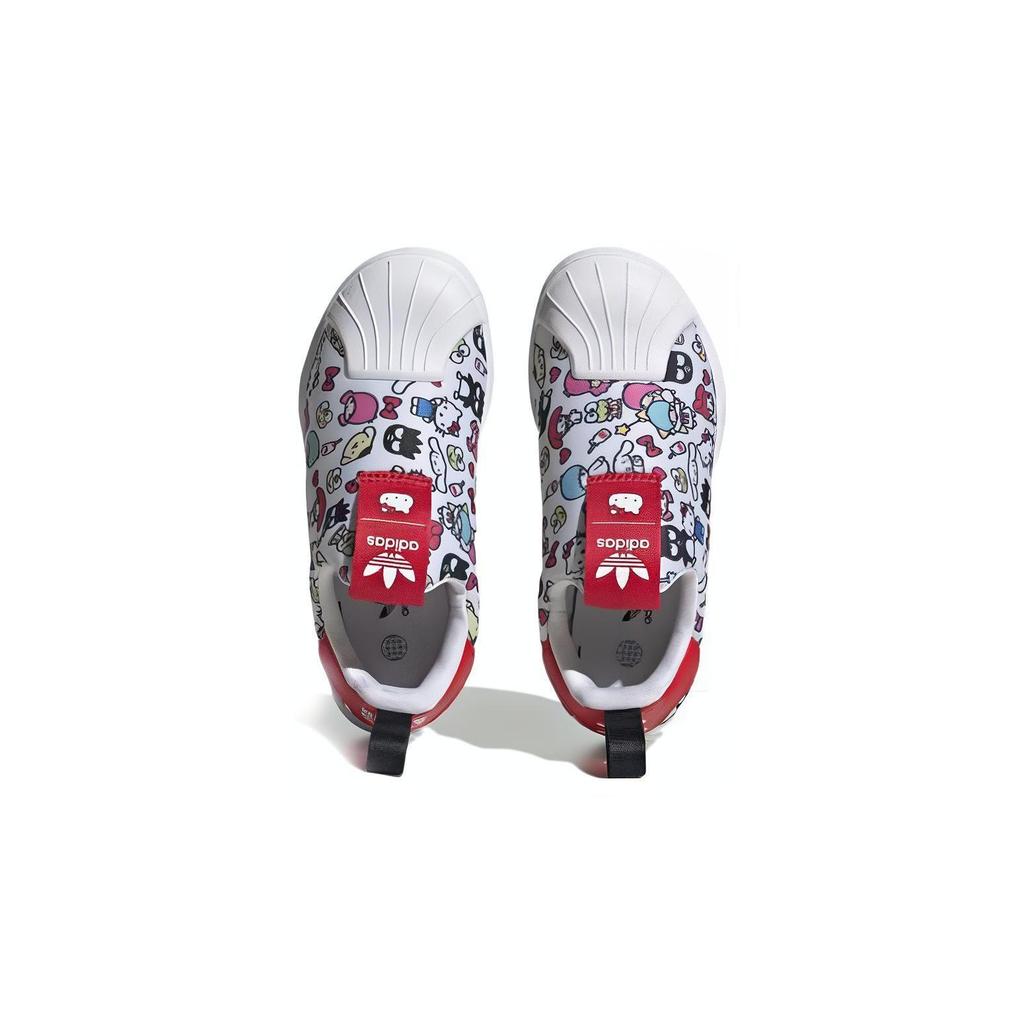 Hellokitty x Adidas Originals SUPERSTAR 360 Abrasion Resistant Breathable Low top Skateboard Shoes White Red Kids' HQ4094