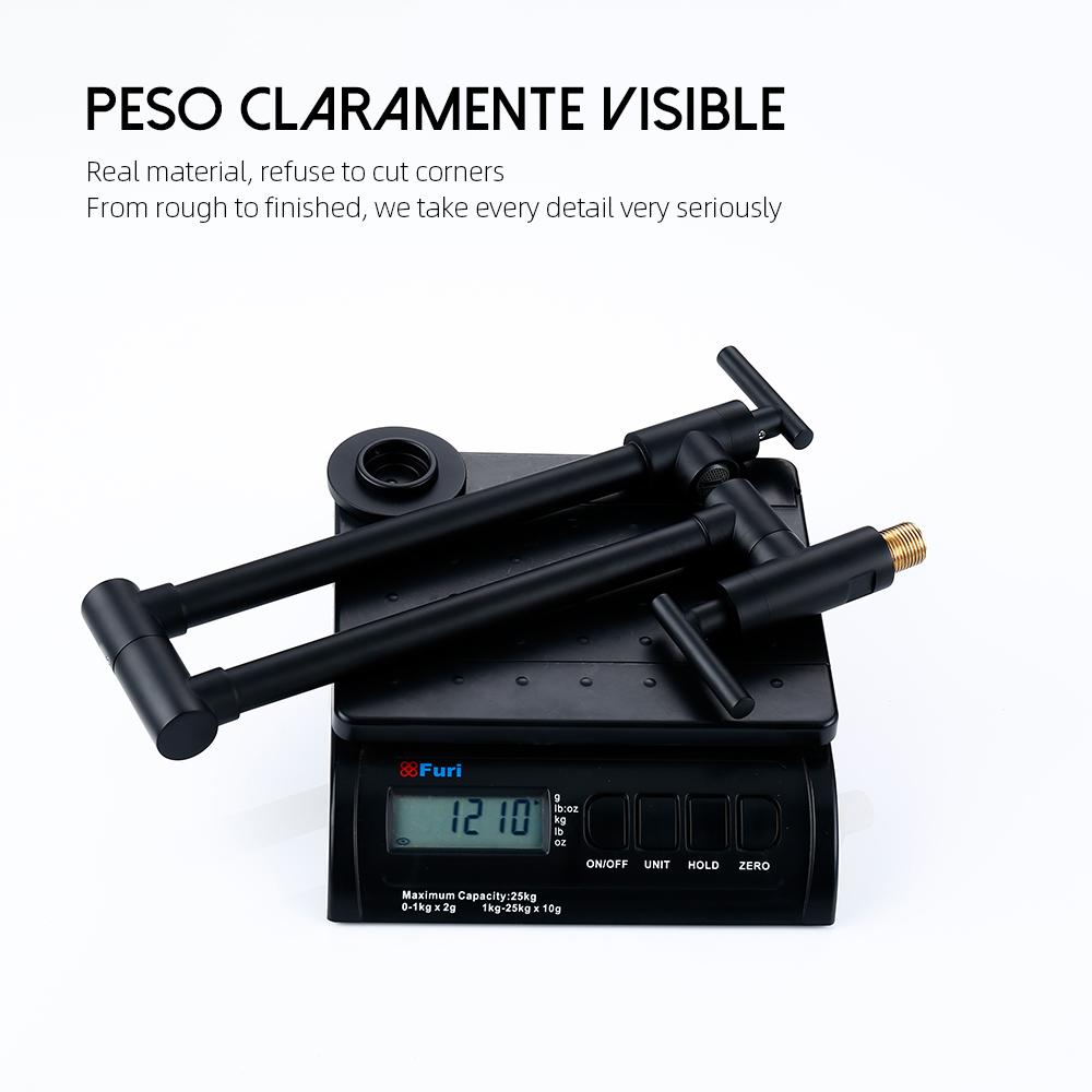 Rubinetto Riempitore Pentole da Parete per Lavello Cucina Oro Rosa/Grigio Canna Monocomando Freddo Miscelatore Rubinetto Pieghevole Rotante a 360° Ottone