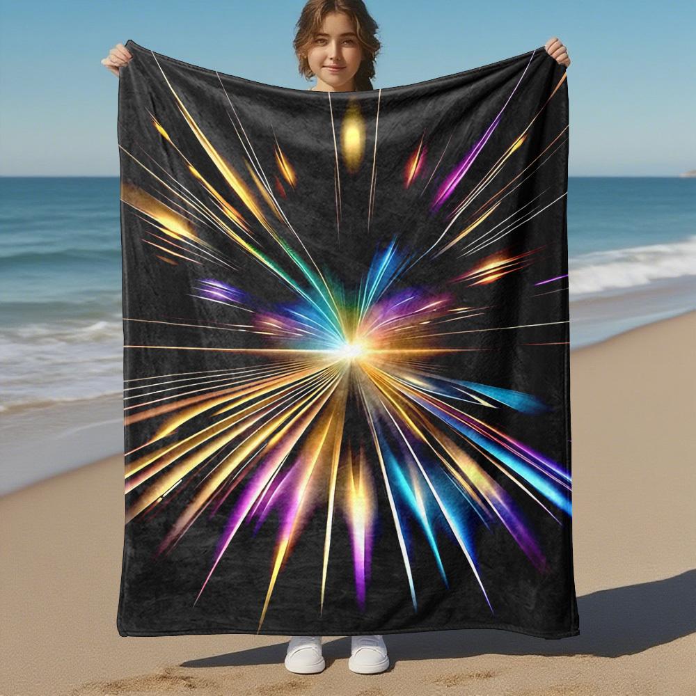 1PC LightburstOutdoor Flannel Blanket - Soft Plush Decor for Picnics, Camping, Bedroom, Playroom, Office, or Lunch Break 1274A