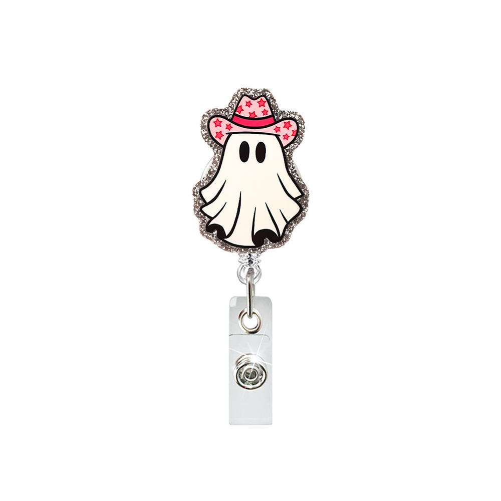 Skull Flower Id Tag Badge Holder With Retractable Badge Reel Cards Storage Organizer For Nurses Employee Pass Work Card Holder