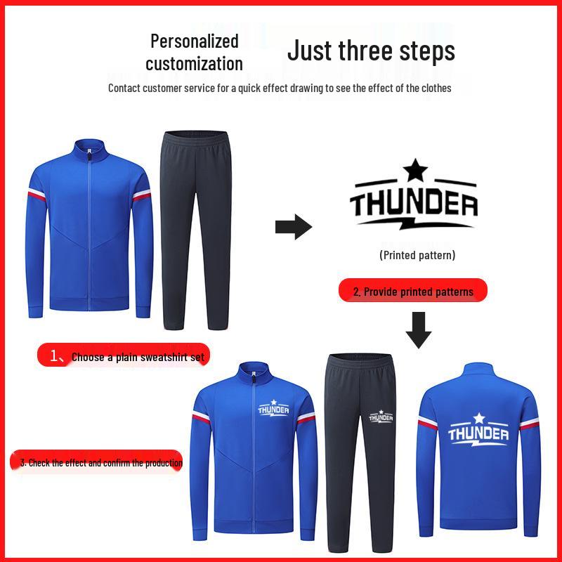 Unisex Autumn/Winter Sportswear Set: Comfortable, Warm Long-Sleeve for Outdoor Runs & Group Activities, Customizable Design.