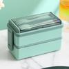 ZISHI Simple 2-Layer 304 Stainless Steel Microwaveable Lunch Box with Soup Bowl