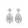Elegant European Pink Cubic Zirconia Earrings: Luxury Gemstone Ear Studs with Full Diamond Inlay for Women