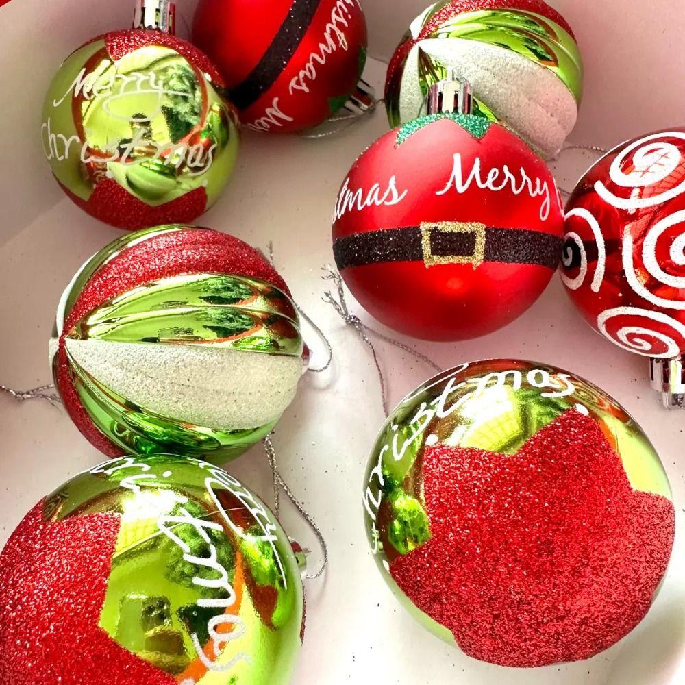 9 STÜCKE/SET Kunststoff Weihnachtskugeln Rot Weihnachtsmann Weihnachtskugeln Anhänger Dekorativ Mehrfarbig Christbaumschmuck Heimdeko