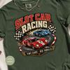 Grandad Birthday Slot Car Racing T-Shirt, Vintage Checkered Flag Graphic