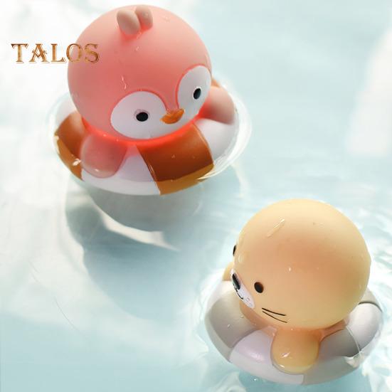 4-teiliges Badespielzeug mit LED-Beleuchtung, für Schwimmen, Wasser, weicher Gummi, Induktion, leuchtender Pinguin, Dinosaurier, Spaß, Glühen, rutschfest, leicht zu greifen, Kinder spielen lustig