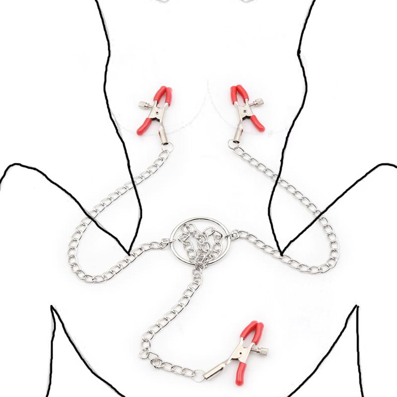 4/3 Svorka na bradavky Klitoris Labia Klip s řetízkem Stimulátor ženských prsou Masážní přístroj Bondage Dospělé sexuální produkty pro ženy