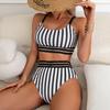 Bikini Women Swimsuit New Striped Sling Bikinis Set Sexy High Waist Swimwear Summer Two Piece Beachwear Bathing Suit Female