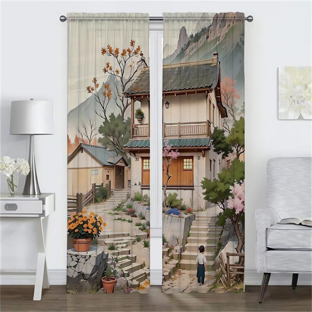 Elegant Room Curtains for Living Room The Autumn Days Halloween Decoration Window Curtain Home Interior Curtains 2 Pieces Shades