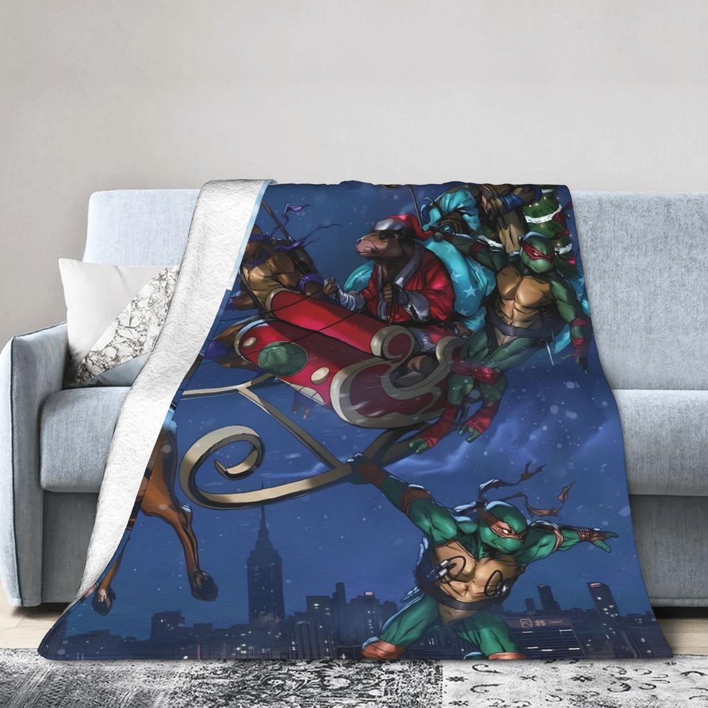 TMNT Game Blanket Christmas Super Warm Novelty Plush Throw Blanket For Girls Boys Bedroom Flannel Bedspread Bed Cover