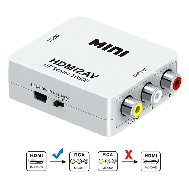

Hdtv To Av Rca Adapter Hd Converter Mini Box Rca Av Cvsb Lr Video Composite Av Scaler Converter For Pc Hdtv Projector 66mm білий