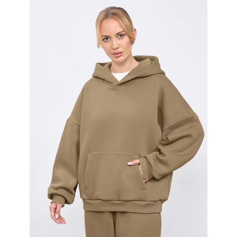 European and American New Loose Casual Hood Long sleeve Pocket Hoodie Top Loose Casual Hooded Top