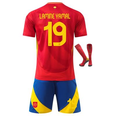 Spanien Yamal Kinder Fußballtrikot Trainingsshirt Kurzarm 120-130cm Rot Polyester