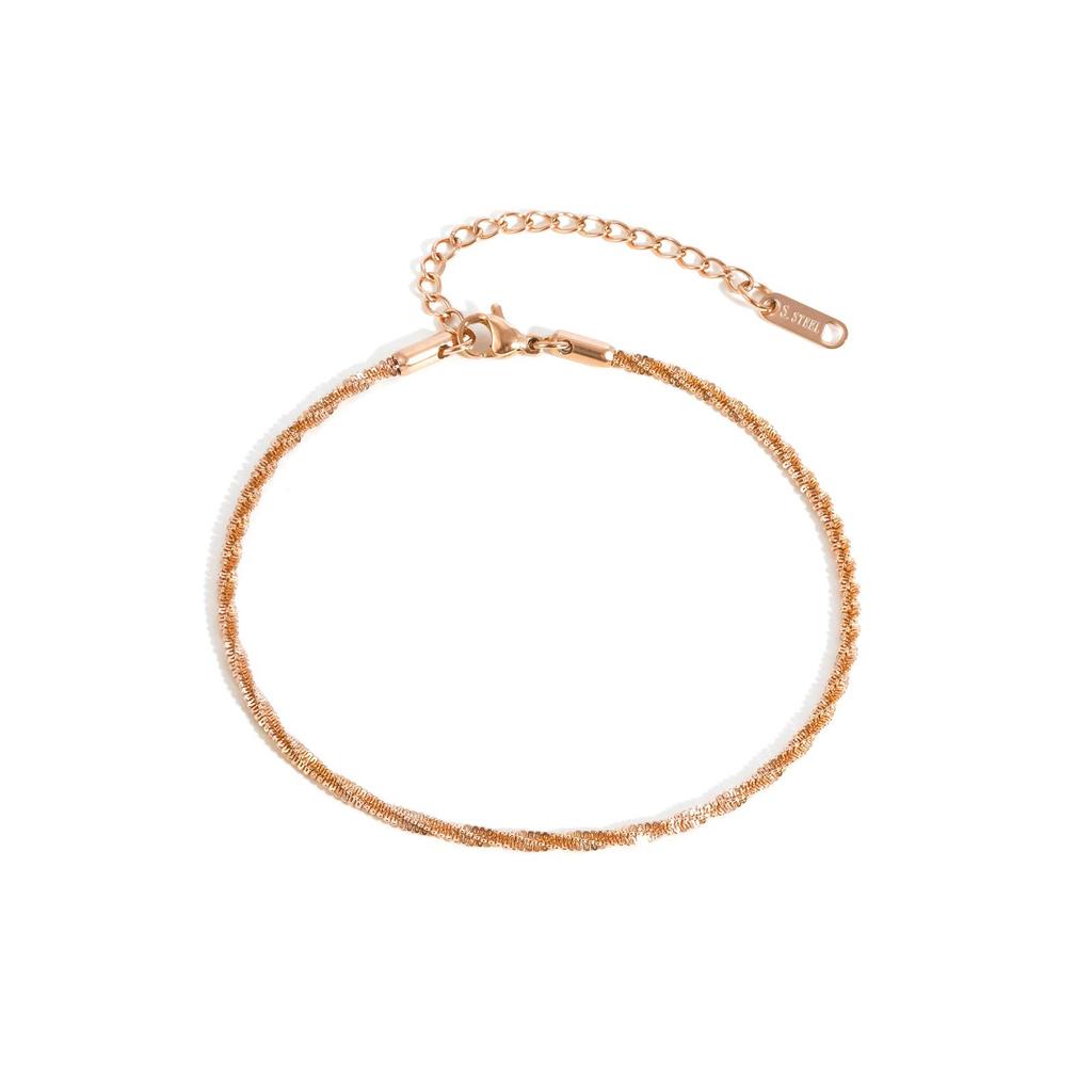 Stainless Steel Sparkling Ankle Chain Bracelet for Women, Gold Plated Trendy Minimalist Anklet, Waterproof Birthday Jewelry Gift