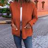 Women's Fashionable Solid Color Long Sleeved Stand Up Collar Zipper Loose Pocket Jacket Casual Jacket