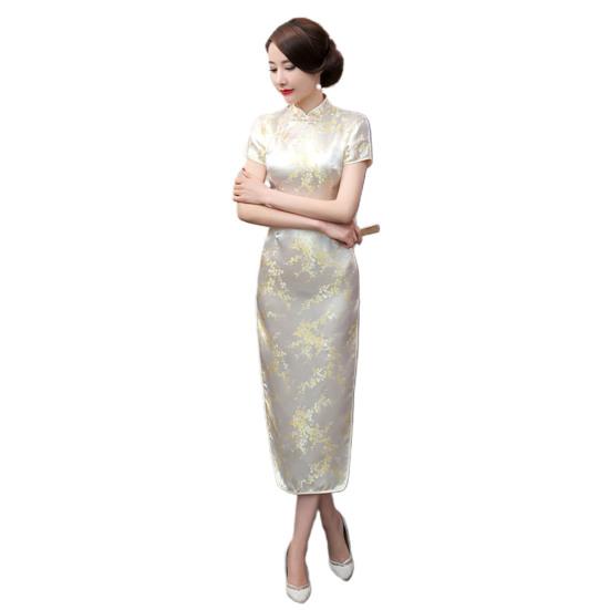 

Женские нижние юбки больших размеров Cheongsam в китайском стиле, винтажное атласное изысканное летнее Qipao для сценического шоу 2XL