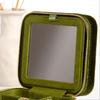 1PC Green Velvet Travel Jewelry Storage Box With Mirror Necklace Ring Earrings Zipper Storage Box Jewelry Display Case Organizer