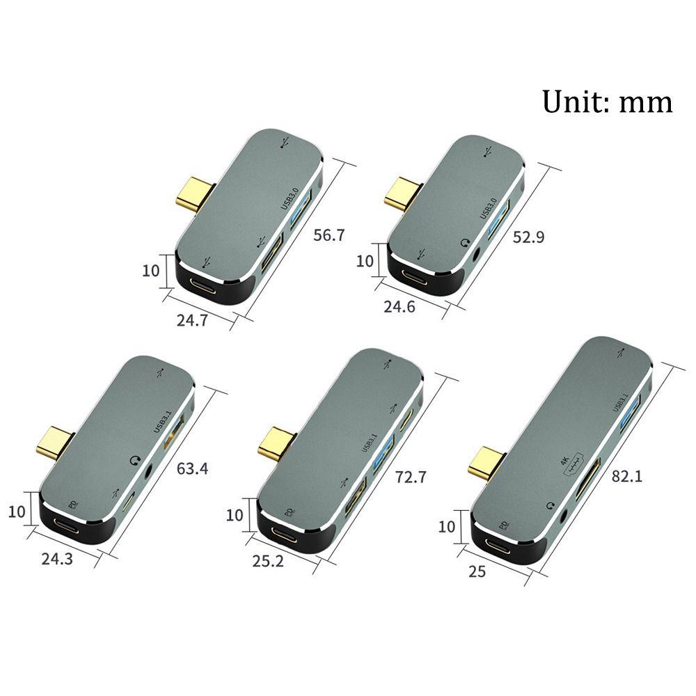 Multi-function 4 In 1 Type-C Hub HD-Compatible 3.5mm Jack Earphone Adapter USB Extender Hub
