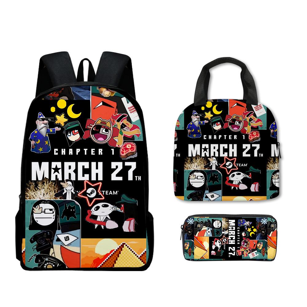 Trendy Popular Funny Novelty ENA Dream BBQ 3D Print 3pcs/Set Student School Bags Laptop Daypack Backpack Lunch bag Pencil Case