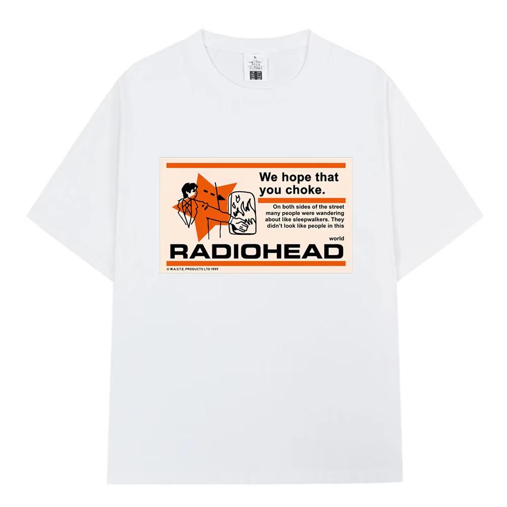 Radiohead We Hope That You Choke Rock Band T Shirts Men's Clothing Hip Hop Gothic Retro Casual Oversized T-shirts Streetwear