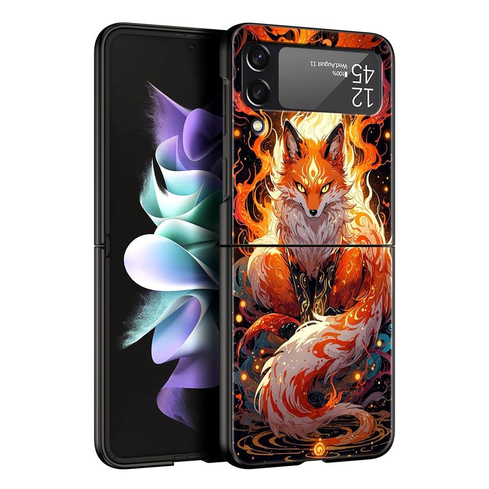 Red Fox Hard PC Phone Case For Samsung Galaxy Z Flip 7 6 5 4 Black Cover For Galaxy Z Flip 3 Foldable Shell Fundas Capas Coque
