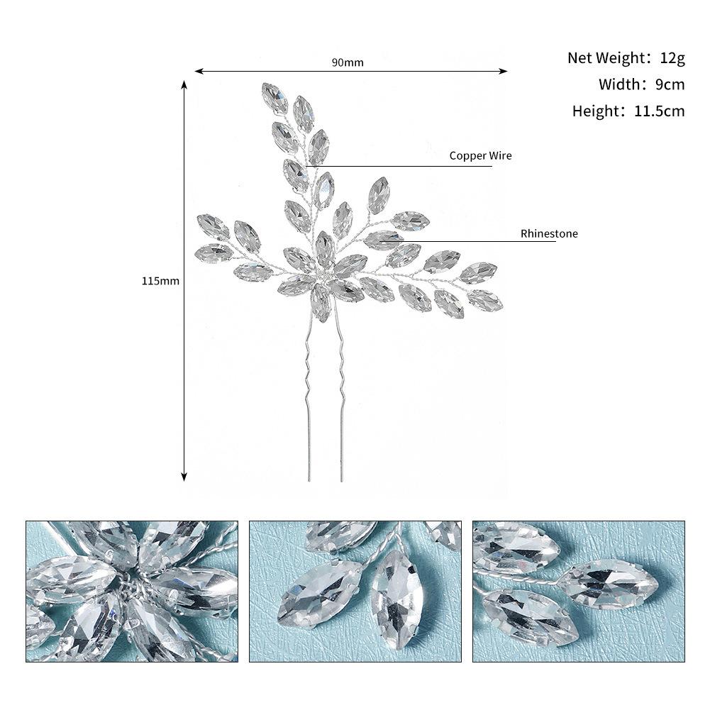 Bridal Jewelry High-end Handmade Pearl Crystal Hairpin Wedding Banquet Hairpin Headdress Silver Pin for Women