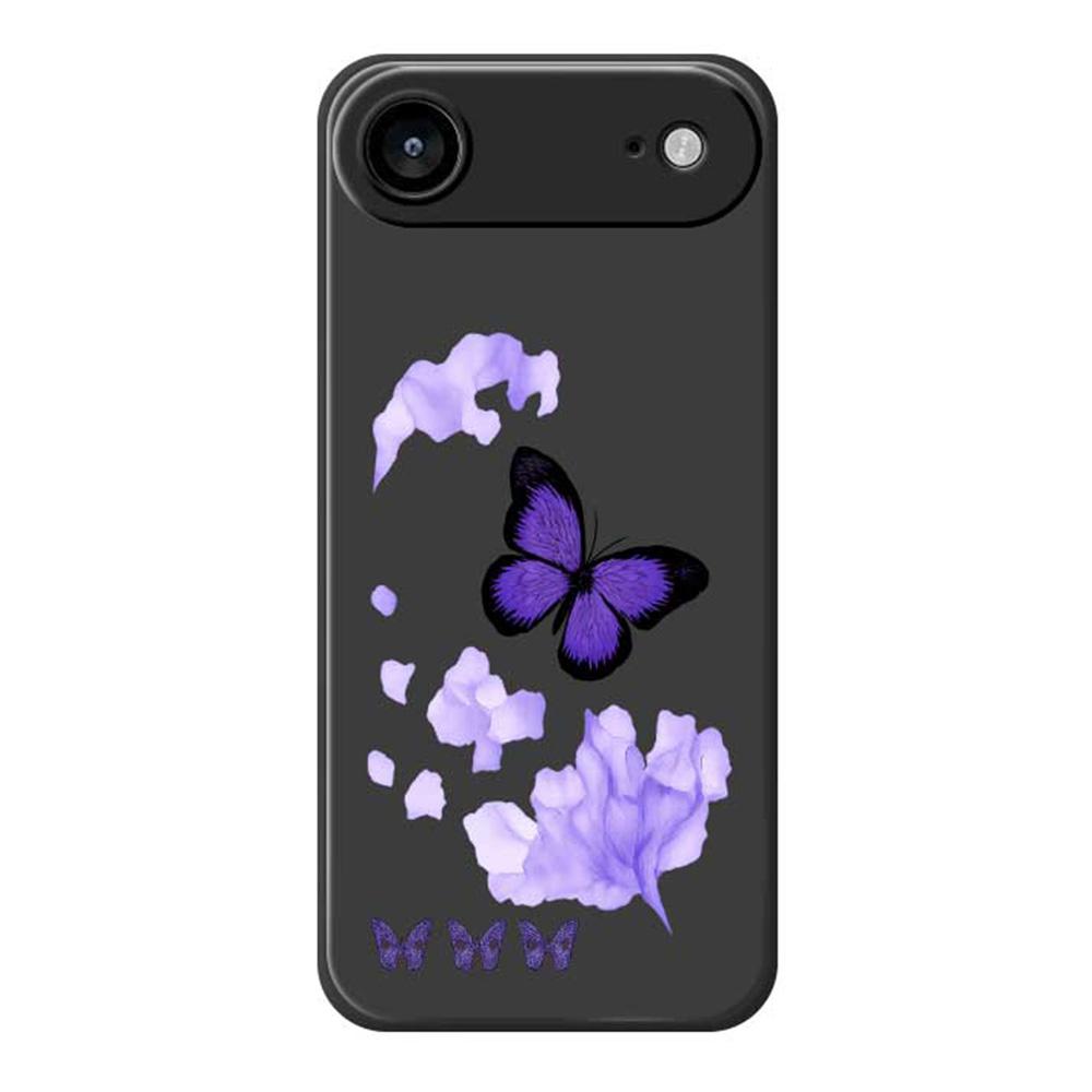 For iPhone 17 Air Case Purple Butterfly Pattern Printing Straight Edge TPU Phone Back Cover
