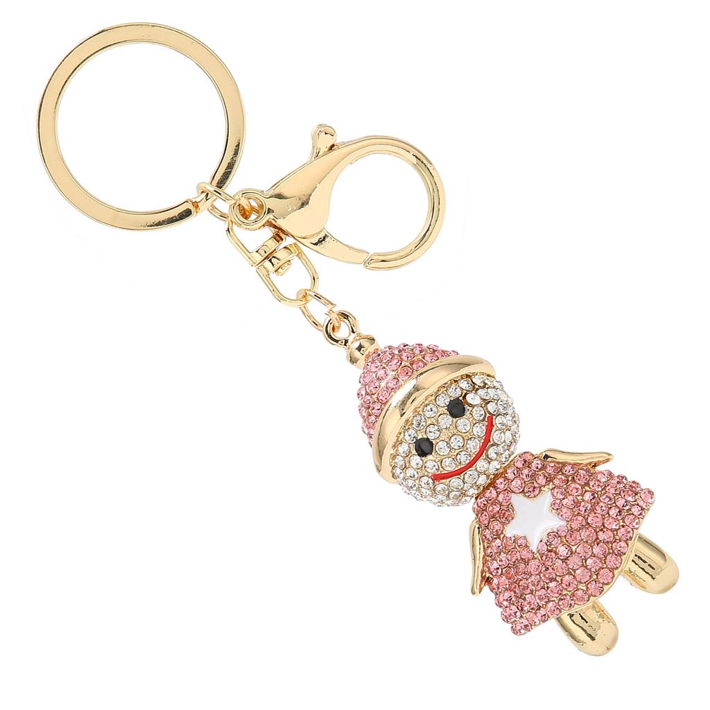 Snowman Rhinestone Key Chains Sparkling Pendant Keychain Alloy Bag Buckle Pandant for Christmas