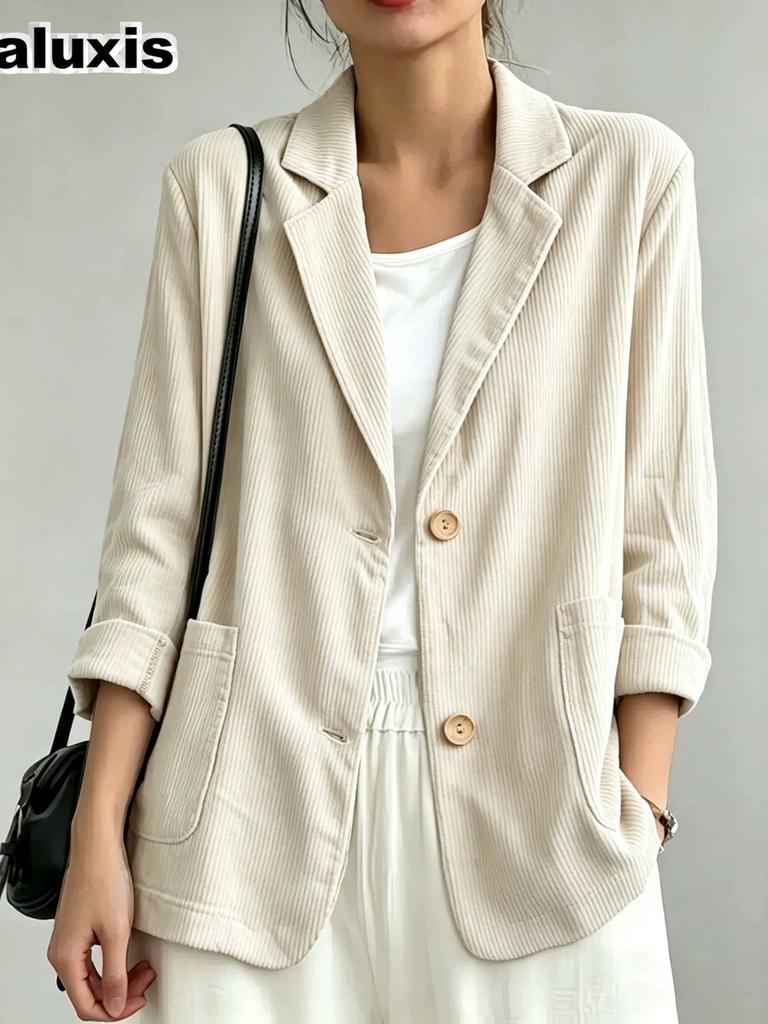 New Foreign Women's Autumn Winter Casual Versatile Temperament Vintage Corduroy Blazer