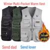 Warm Windproof Multi-Pocket Cotton Vest for Middle-Aged & Elderly – Perfect for Casual Outdoor Photography & Great Value Dad Wear