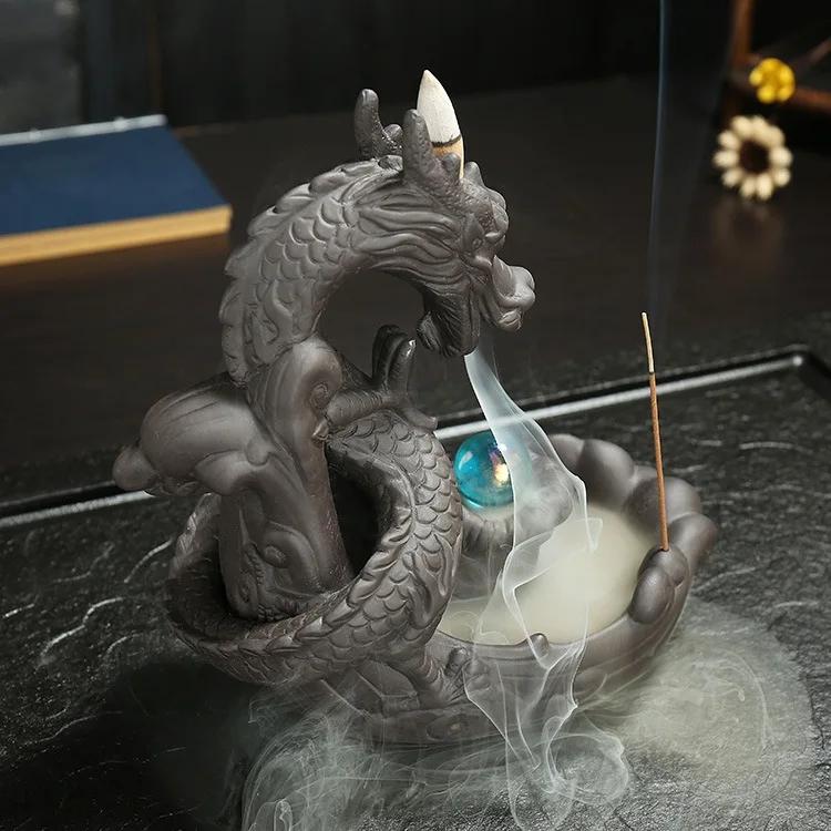Big Size Backflow Incense Burner Dragon Ceramics incense holderfor Home Decor Ornaments In Safe Packing Dropshipping sandalwood