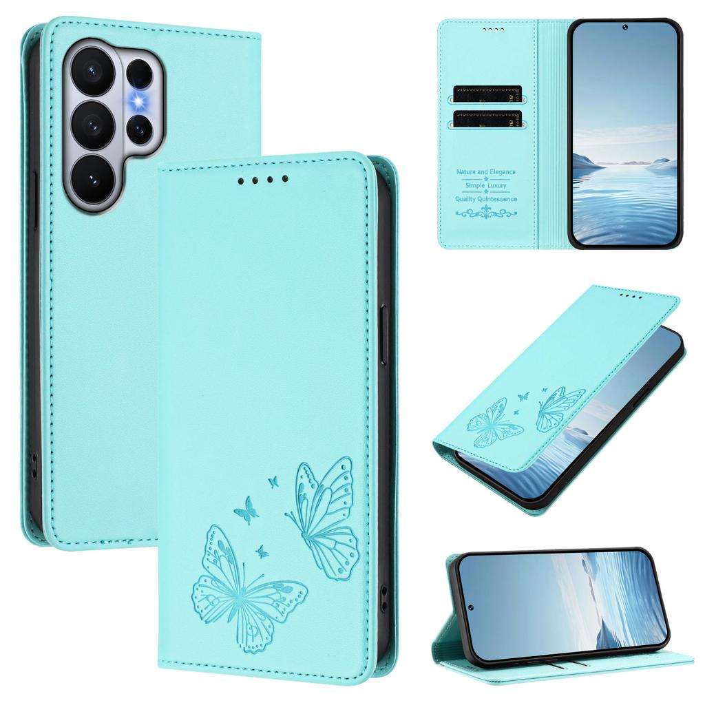 Butterfly Embossed Cards Solt Wallet Leather Case For Samsung S26 Ultra S25 S24 Plus S23 S22 A17 A07 A57 A37 A16 A26 RFID Cover