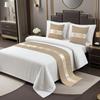 Geometric Stripe Satin Bed Flag Landscape Flower Bird Pattern Home Decoration Cover Cloth Hotel Home Bed End Towel Pillowcase