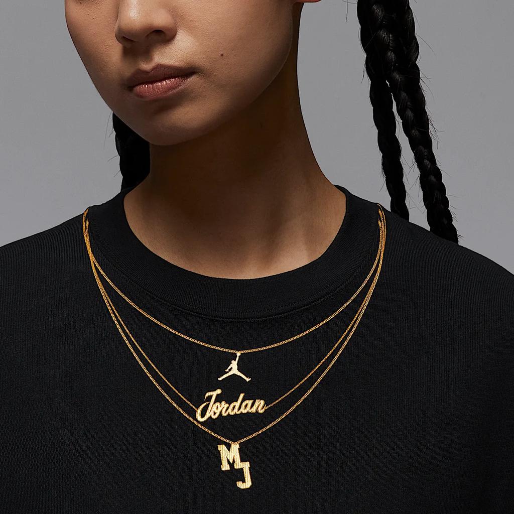 Jordan Logo Litera Okrągły Dekolt Luźny Krótki Rękaw Oddychający T-Shirt Damskie Topy Czarny IH0834010