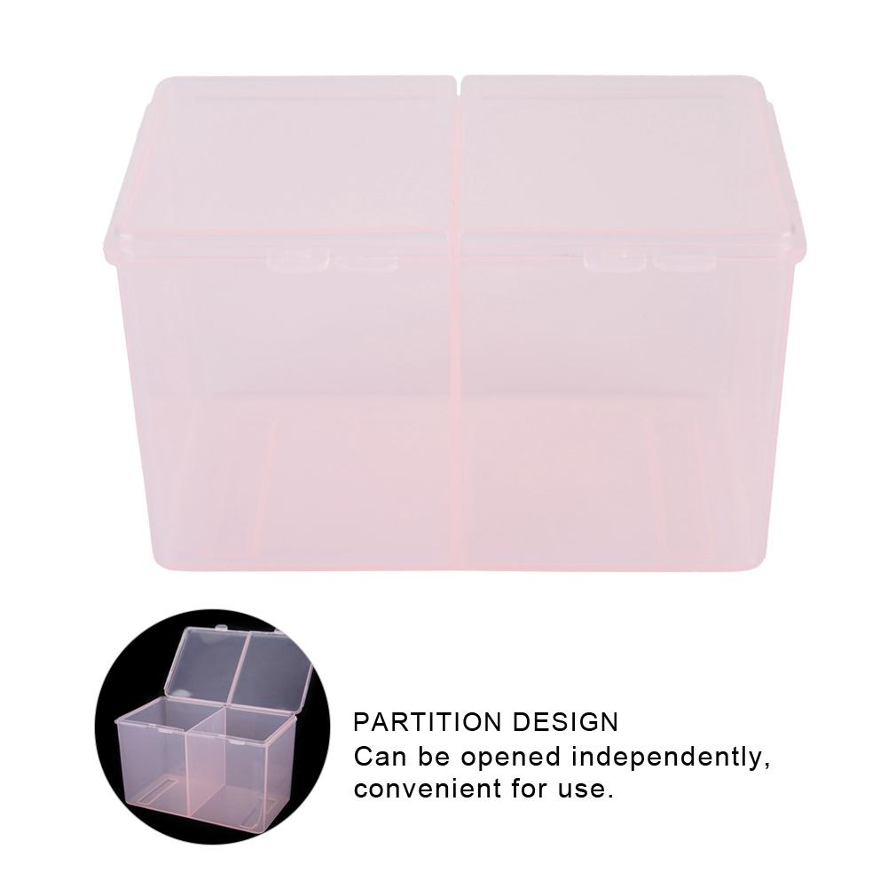 Cotton Pads Container, Nail Polish Glitter Powder   Storage Box, Waterproof Plastic, for UV Gel, Rhinestones, Pink Color