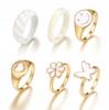 Set of Gold Rings Butterfly Heart Smile