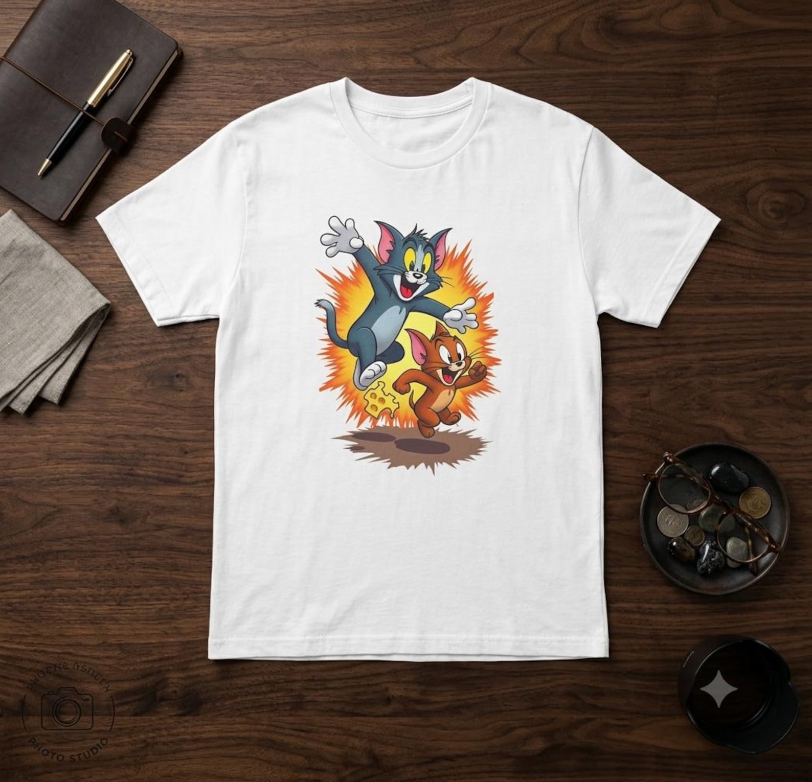 Tom and Jerry Explosion Cartoon Tee | Vintage Cat Mouse Cartoon T-Shirt S