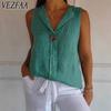 Damenmode Casual Sommer Frühling Einfarbig Druck Ärmellose V-Ausschnitt Blusen & Hemden