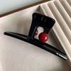 Fashion Acrylic Red Bead Hair Claw  for Women Korean Elegant Large Ponytail Shark Hair Crab Clip Barrettes Hair Accessories