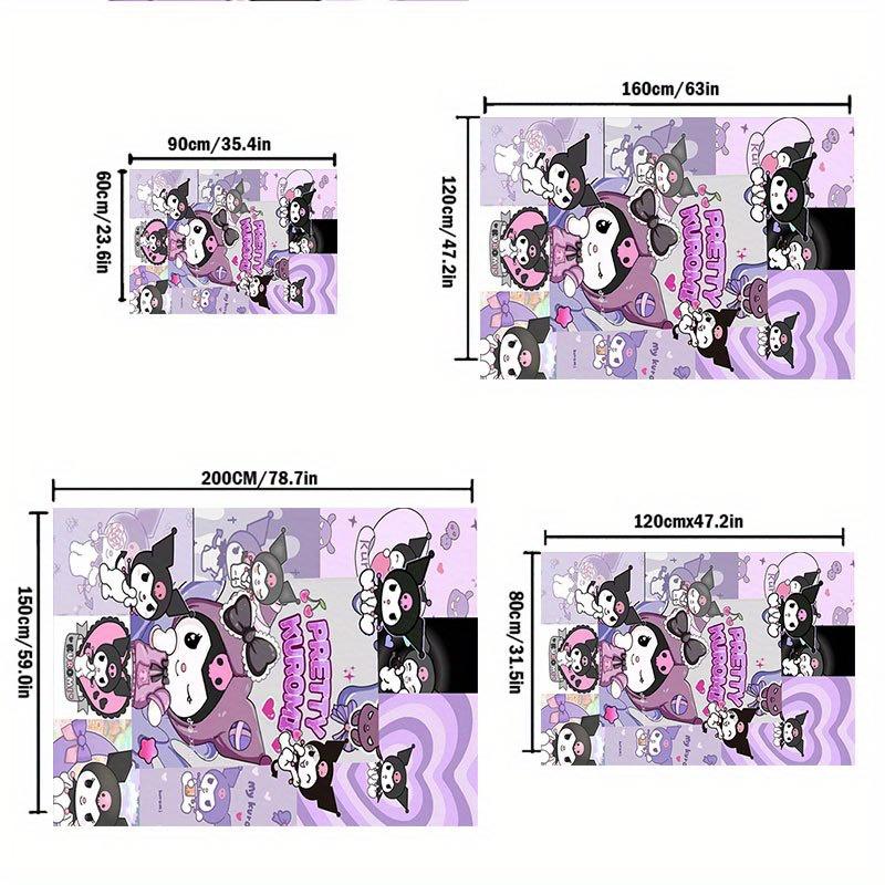1pc Sanrio Kuromi Mermaid Printed Office Carpet Rectangle Rug Under The Table,Perfect Room Decor for Living Room, Bedroom, Kitchen, Non-slip Floor Mat